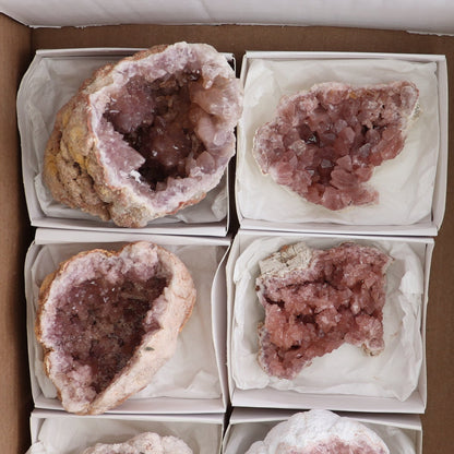Pink Amethyst Geodes Set of 6