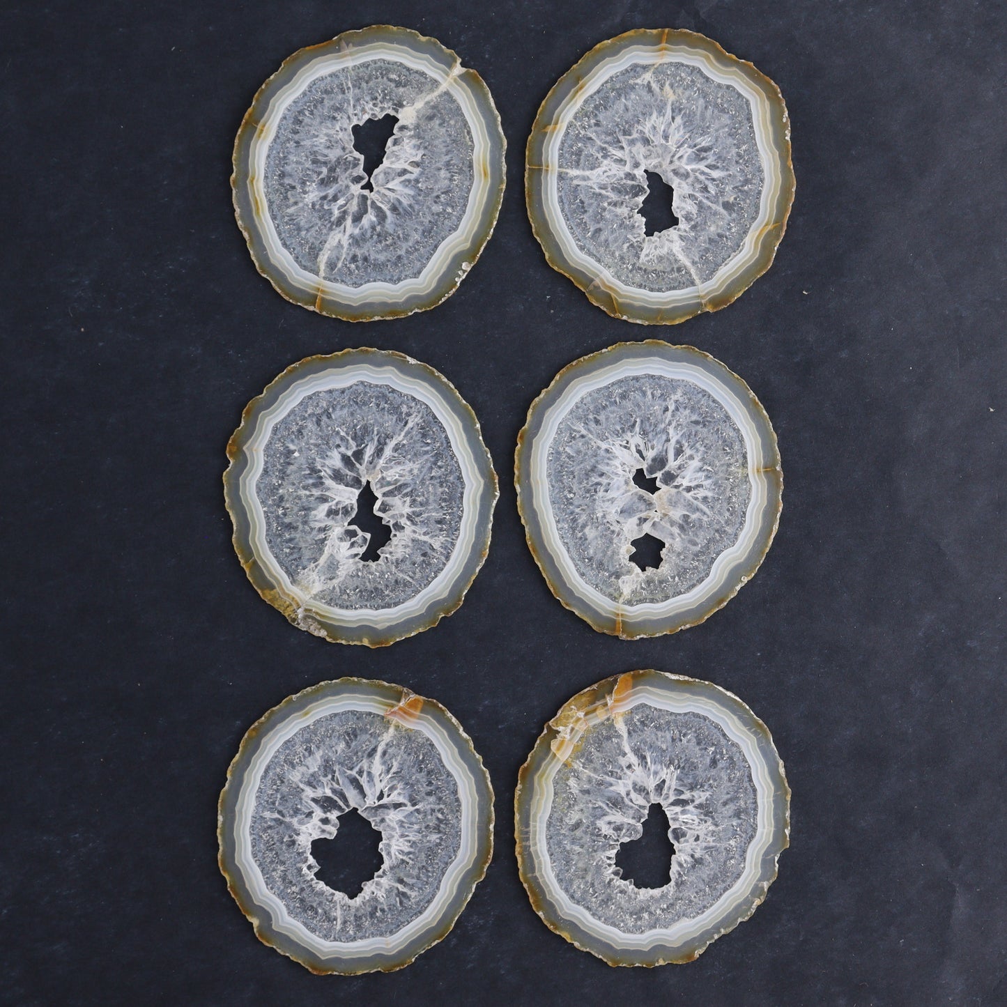 Iris Agate Slices Set of 6 - Expert Wholesale and Supplier of Wholesale Crystals & Bulk Gemstones, ["Agate","Iris Agate","Slices and Slabs"]