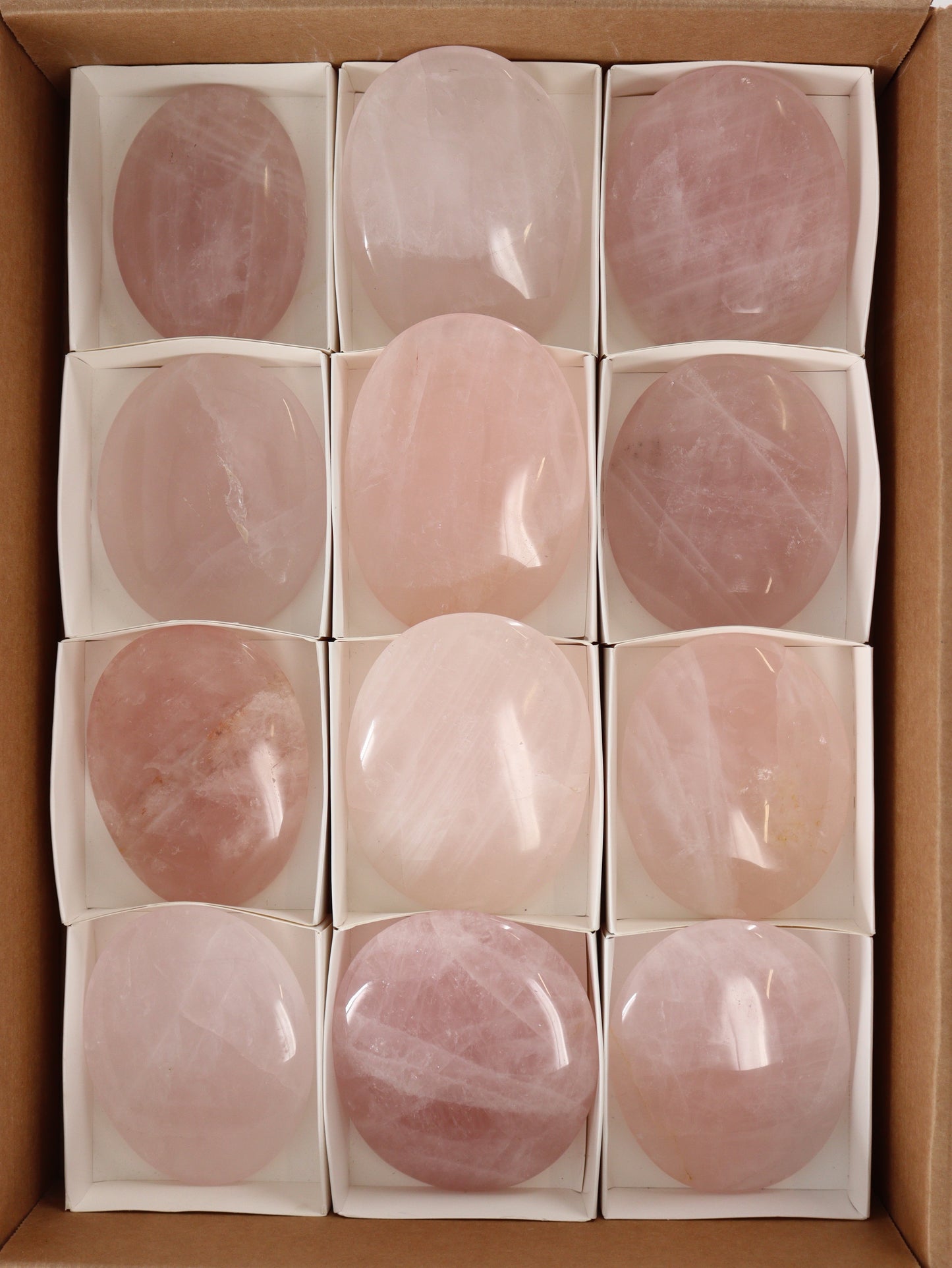 Rose Quartz Palm Stones Flat - Expert Supplier of Wholesale Crystals & Bulk Gemstones