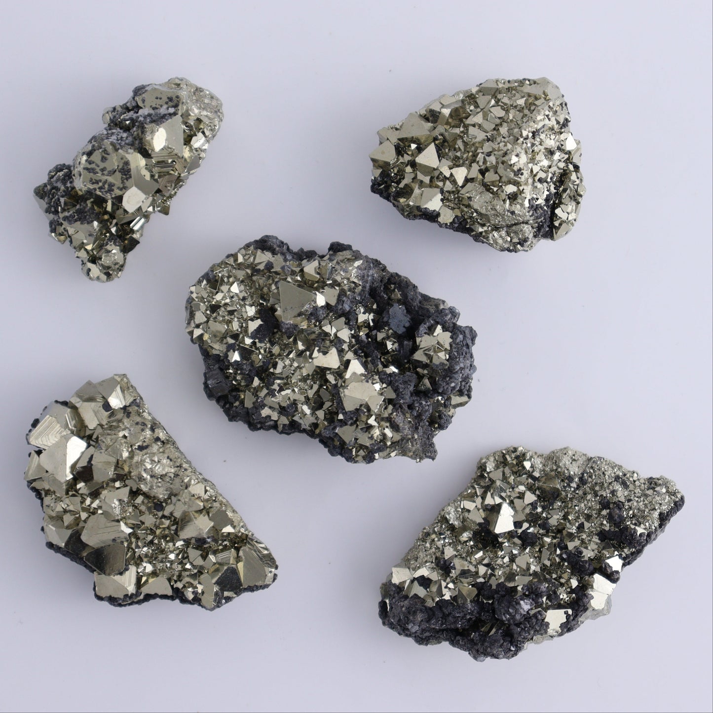 Octahedral Pyrite Clusters Set of 12 - Expert Wholesale and Supplier of Wholesale Crystals & Bulk Gemstones, ["Clusters","Octahedral Pyrite","Peru","Pyrite"]