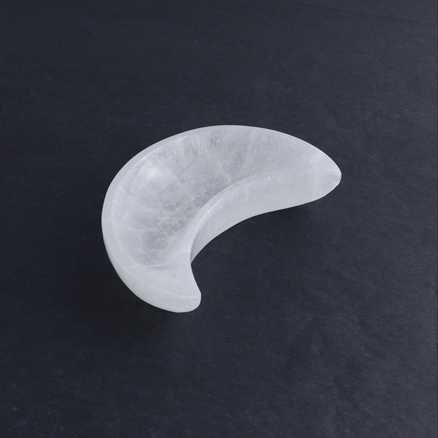 One Selenite (Satin Spar) Moon Bowl 12 cm - Expert Wholesale and Supplier of Wholesale Crystals & Bulk Gemstones, ["Bowls","moons","Morocco","Selenite"]