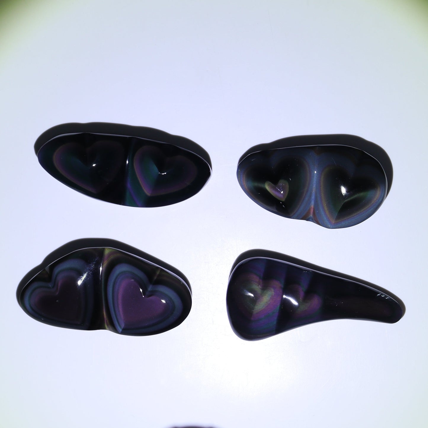 Rainbow Obsidian Heart Set of 4
