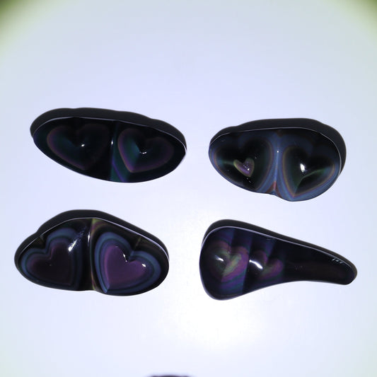 Rainbow Obsidian Heart Set of 4