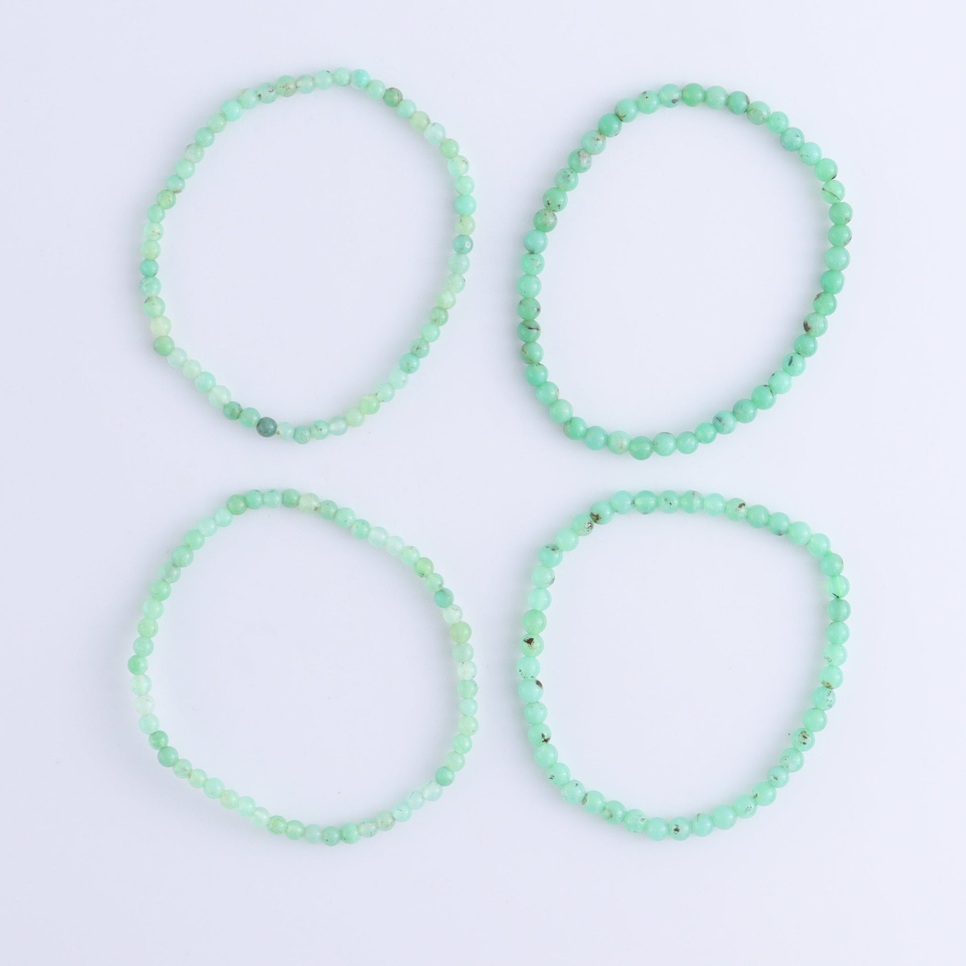 One Chrysoprase 3 - 4 mm Bracelet - Expert Wholesale and Supplier of Wholesale Crystals & Bulk Gemstones, ["Bracelet","bracelets","Chrysoprase"]
