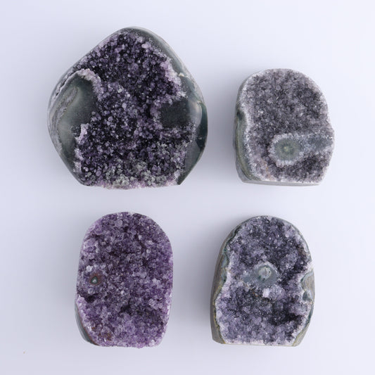 Uruguay Amethyst Cut Base Set of 4 - Expert Wholesale and Supplier of Wholesale Crystals & Bulk Gemstones, ["Amethyst","Cut Base","Uruguay"]