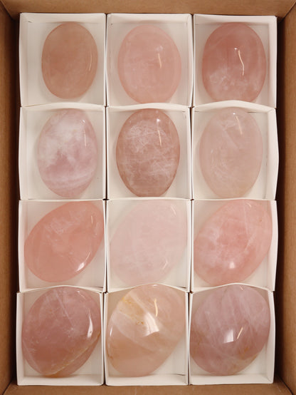 Rose Quartz Palm Stones Set of 12 - Expert Supplier of Wholesale Crystals & Bulk Gemstones