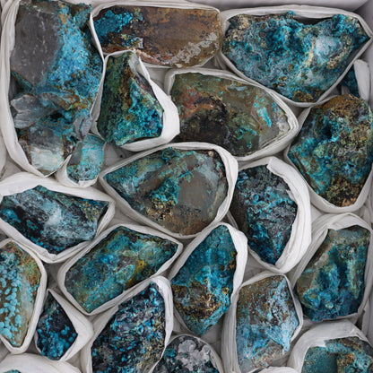 Chrysocolla with Quartz Roughs Flat - Expert Wholesale and Supplier of Wholesale Crystals & Bulk Gemstones, ["Chrysocolla","Flats","Freeforms","Peru","Rough"]