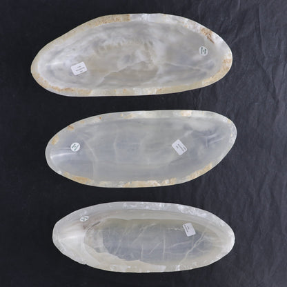 One Mexican Onyx/Calcite White Small Canoe Bowl | Mi Esperanza Minerals | Supplier of Crystals and Onyx