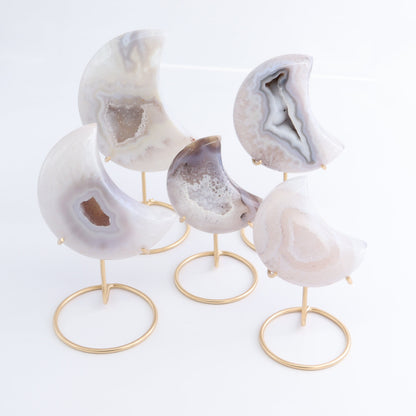 Agate Moons with Stand Set of 5 - Expert Wholesale and Supplier of Wholesale Crystals & Bulk Gemstones, ["Agate","Brazil","moons"]