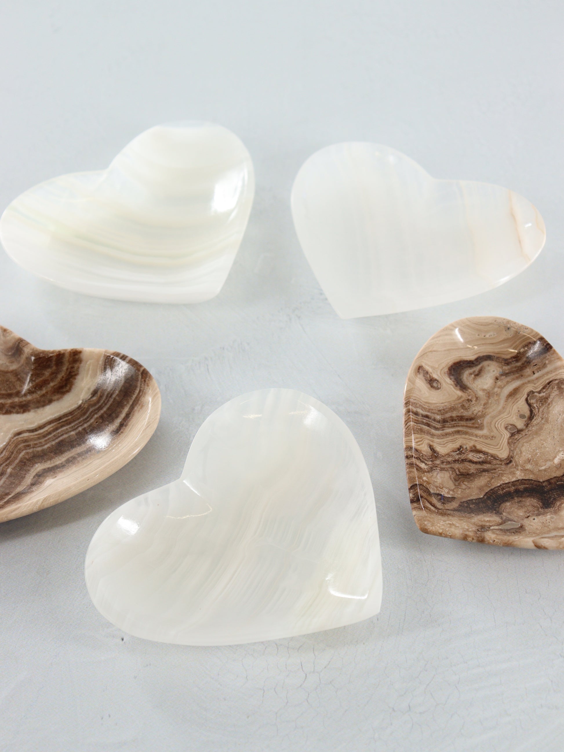 Mixed Onyx Heart Bowls Set of 5 - Expert Supplier of Wholesale Crystals & Bulk Gemstones