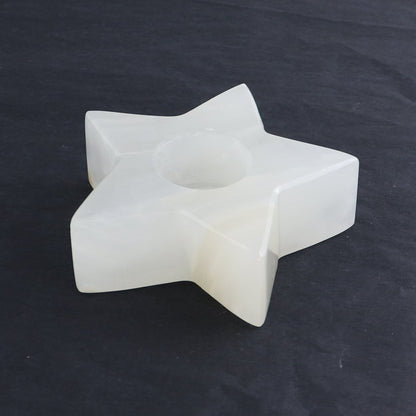 One Mexicano Onyx/Calcite White Star Candle Holder