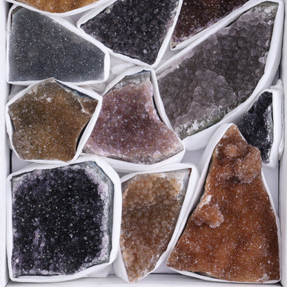 Uruguay Rainbow Amethyst Clusters Flat of 13