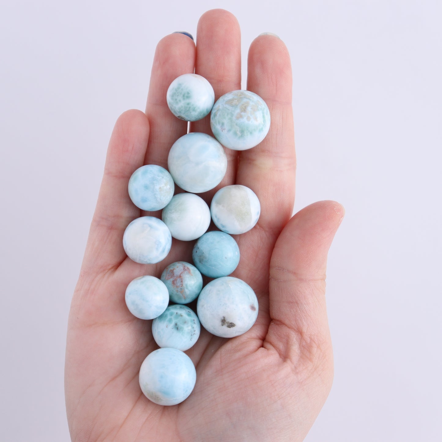 Larimar Spheres Set of 13 - Expert Wholesale and Supplier of Wholesale Crystals & Bulk Gemstones, ["Larimar","Spheres"]