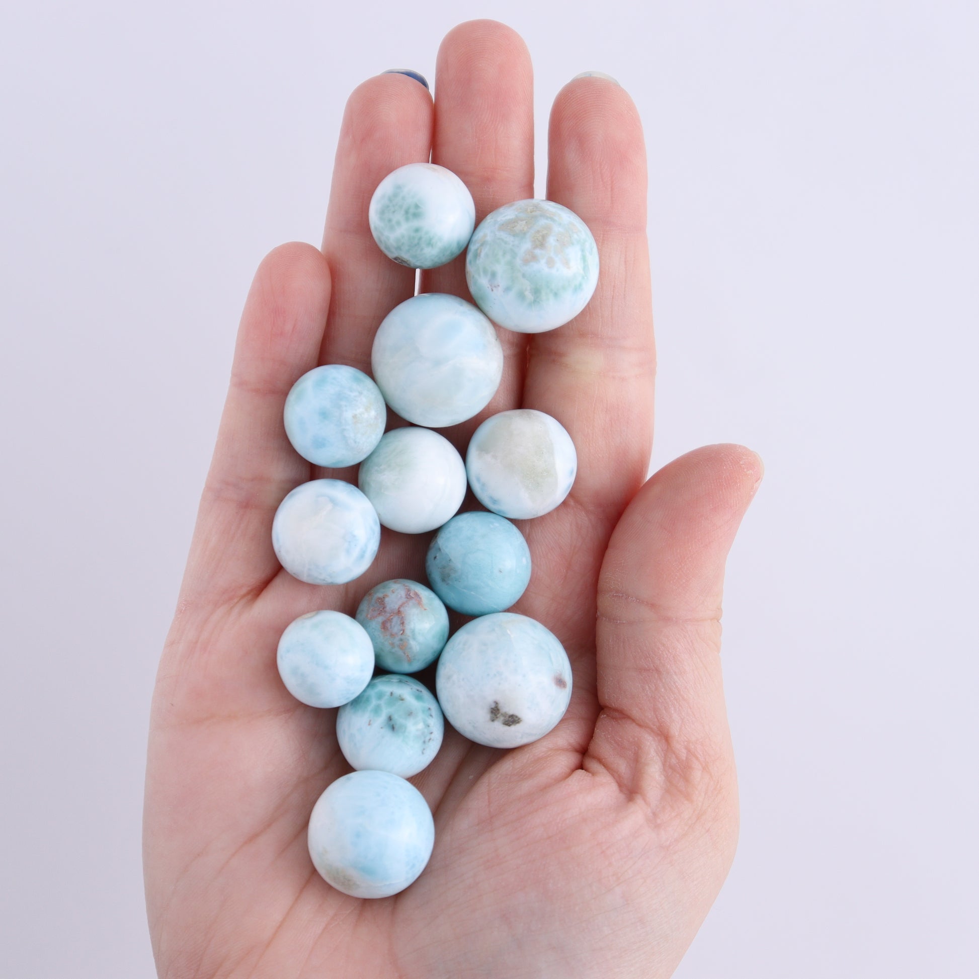 Larimar Spheres Set of 13 - Expert Wholesale and Supplier of Wholesale Crystals & Bulk Gemstones, ["Larimar","Spheres"]