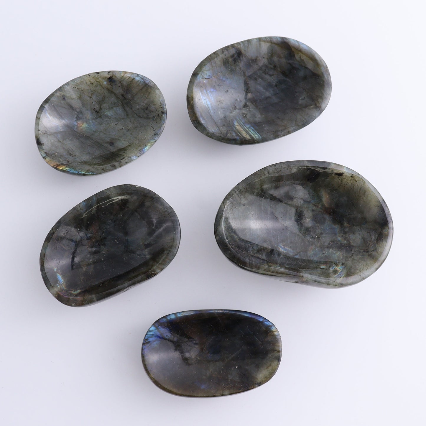 Labradorite Bowls Set of 10 - Expert Wholesale and Supplier of Wholesale Crystals & Bulk Gemstones, ["Bowls","Labradorite","Madagascar"]
