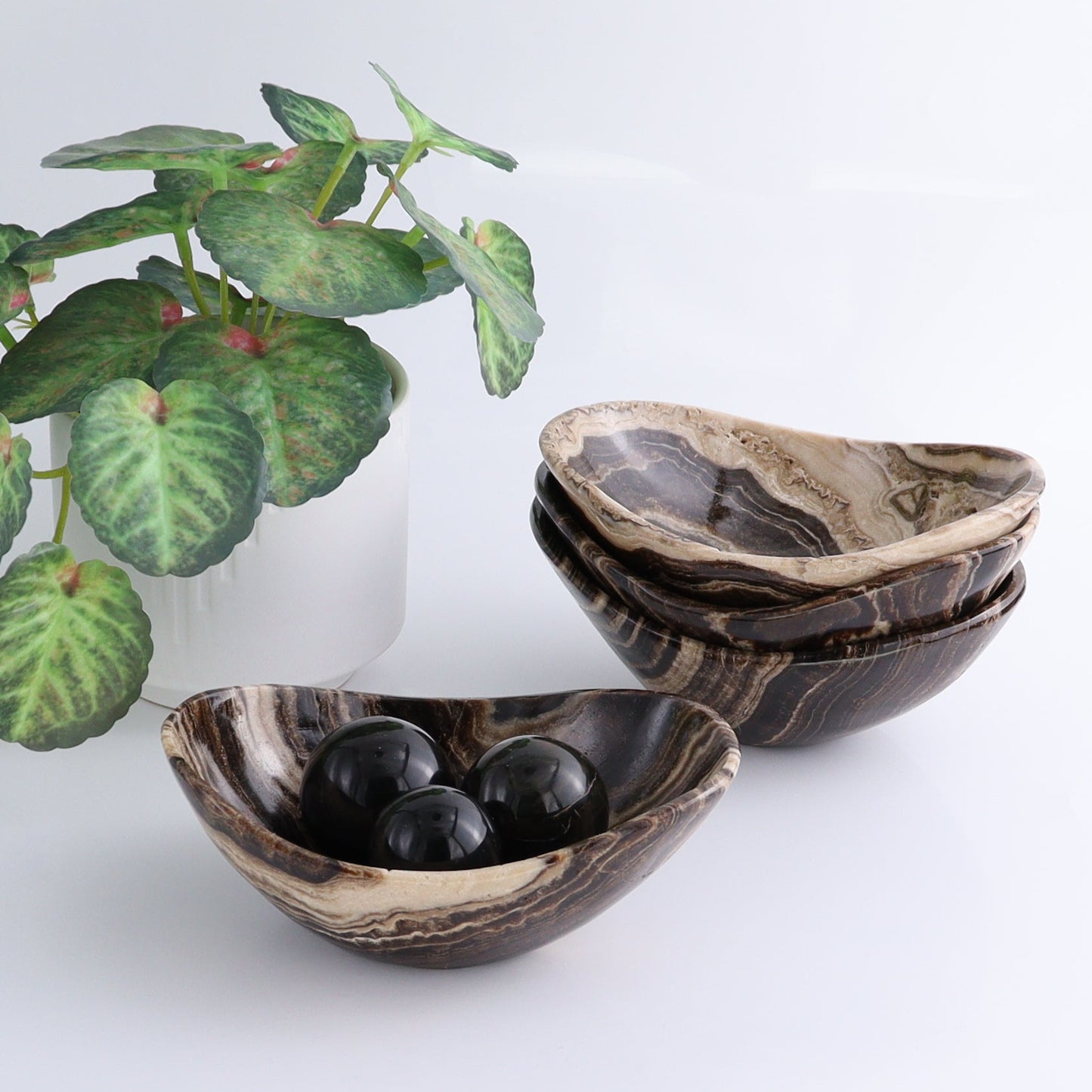 One Mexican Onyx/Calcite Chocolate Small Oval Bowl - Expert Wholesale and Supplier of Wholesale Crystals & Bulk Gemstones, ["bowl","Bowls","Calcite","Catalog Onyx","Decorative Dish","Mexico","onyx"]