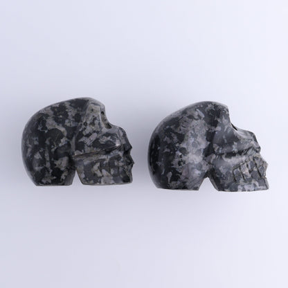Indigo Gabbro Skulls Set of 2 - Expert Wholesale and Supplier of Wholesale Crystals & Bulk Gemstones, ["Indigo Gabbro","Madagascar","Skulls"]