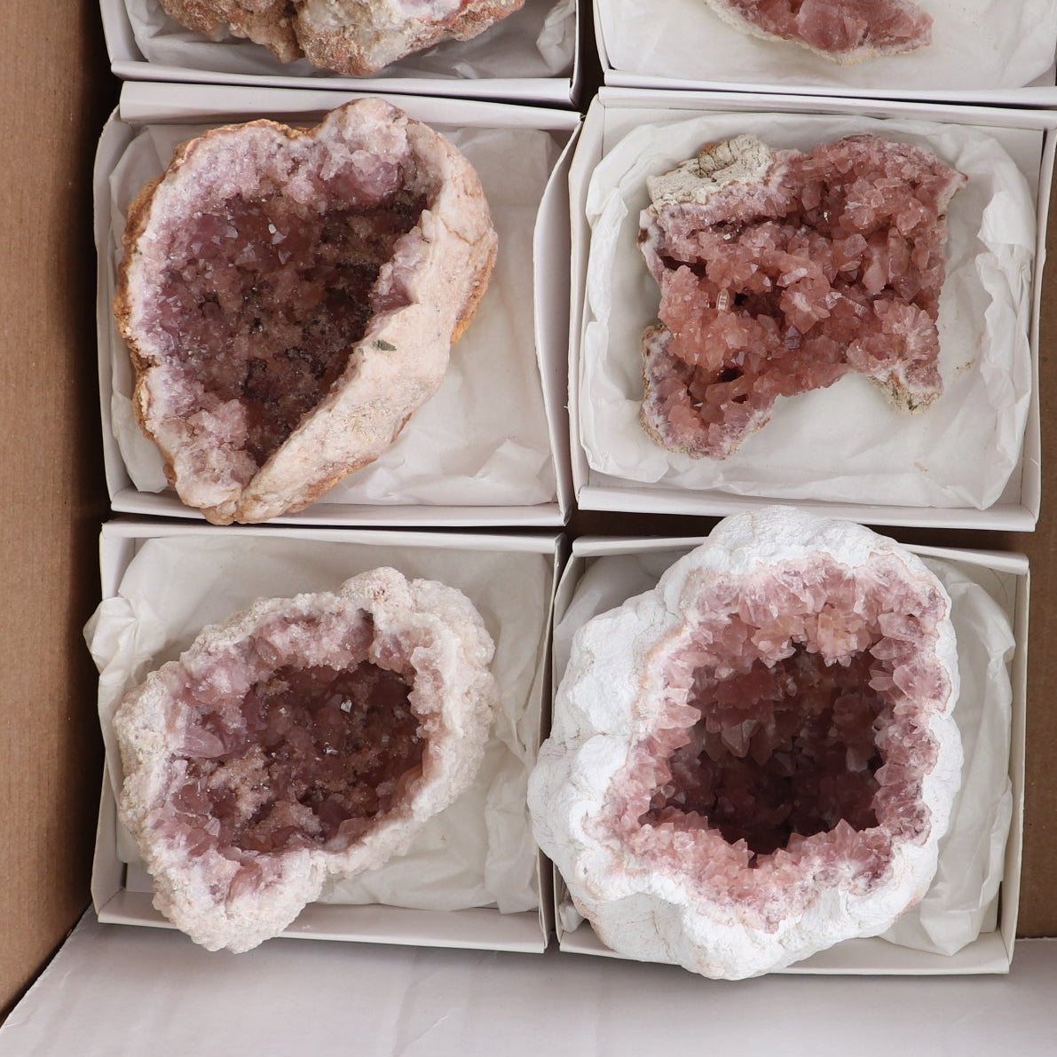 Pink Amethyst Geodes Set of 6