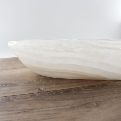 Mexican Onyx/Calcite Canoe Bowl 39"