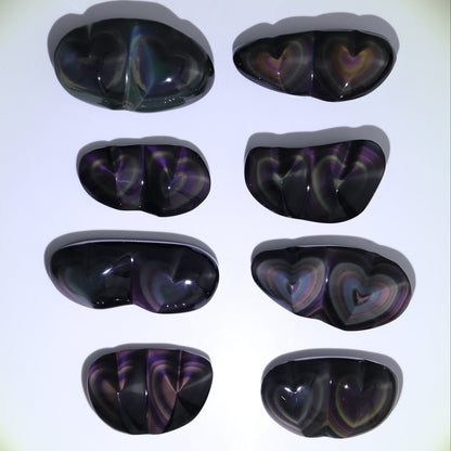Rainbow Obsidian Heart Pairs Set of 8 - Expert Wholesale and Supplier of Wholesale Crystals & Bulk Gemstones, ["Hearts","Mexico","Rainbow Obsidian"]