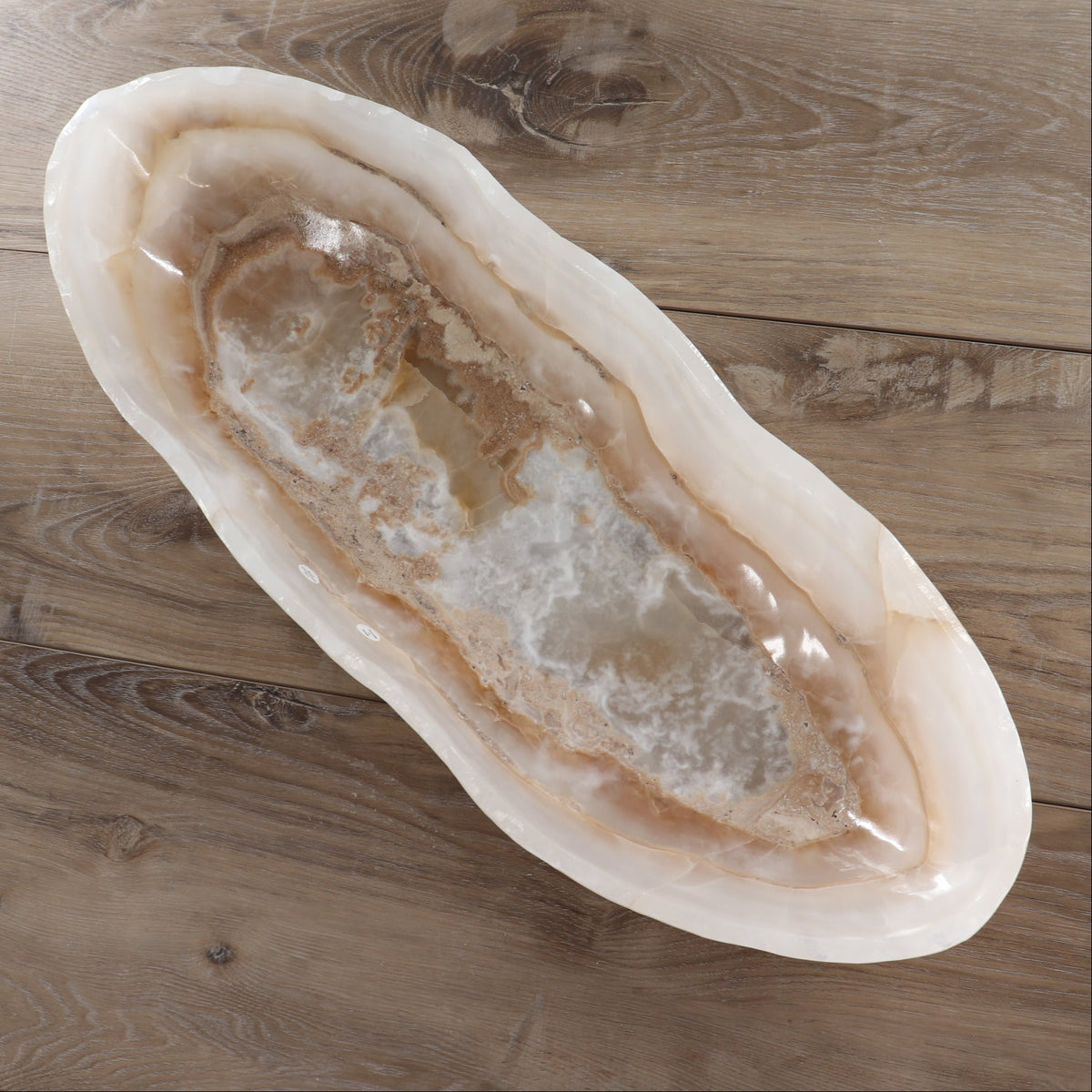 Mexican Onyx/Calcite Canoe Bowl 23"