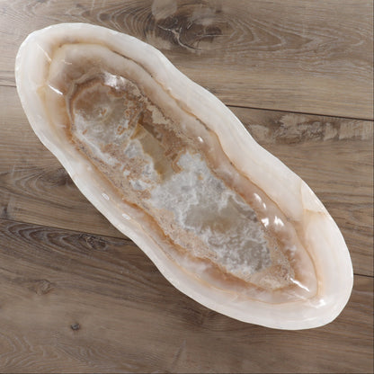 Mexican Onyx/Calcite Canoe Bowl 23"