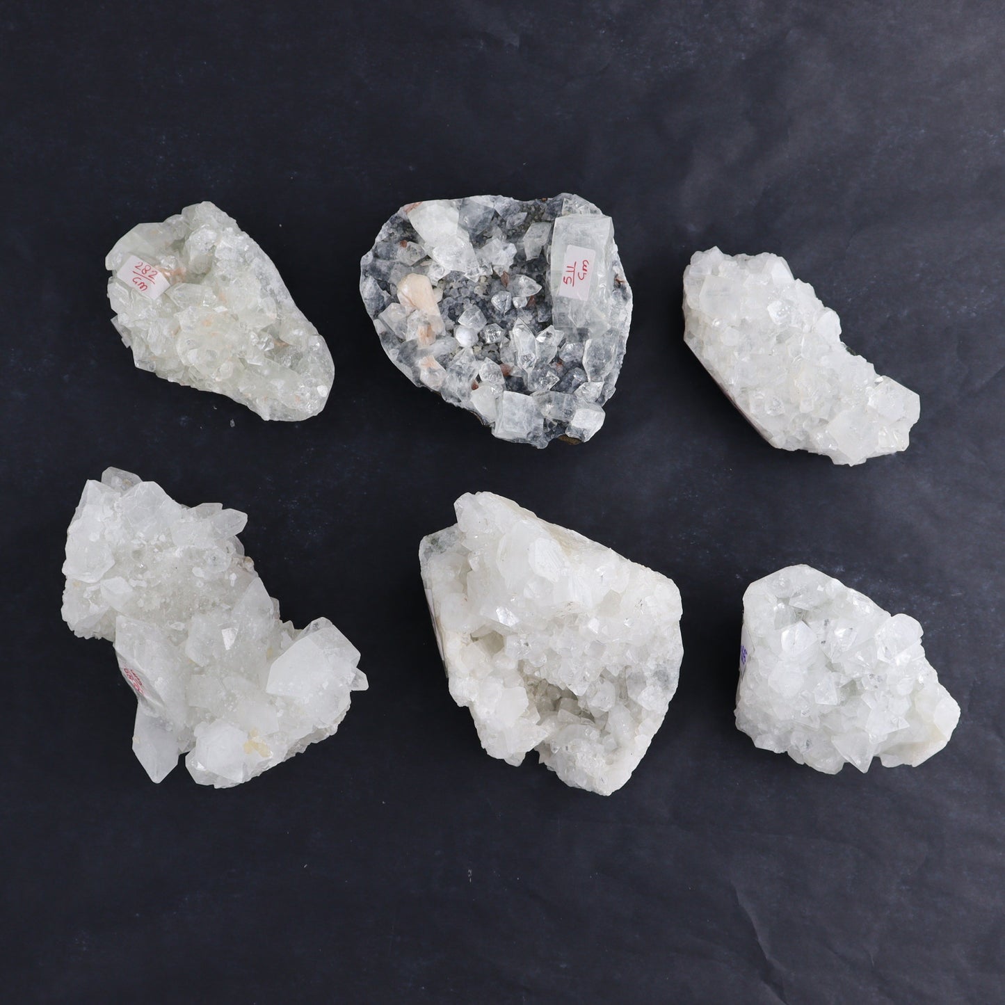 Apophyllite Clusters Set of 6 - Expert Wholesale and Supplier of Wholesale Crystals & Bulk Gemstones, ["Apophyllite","close_50","Clusters","Flats"]