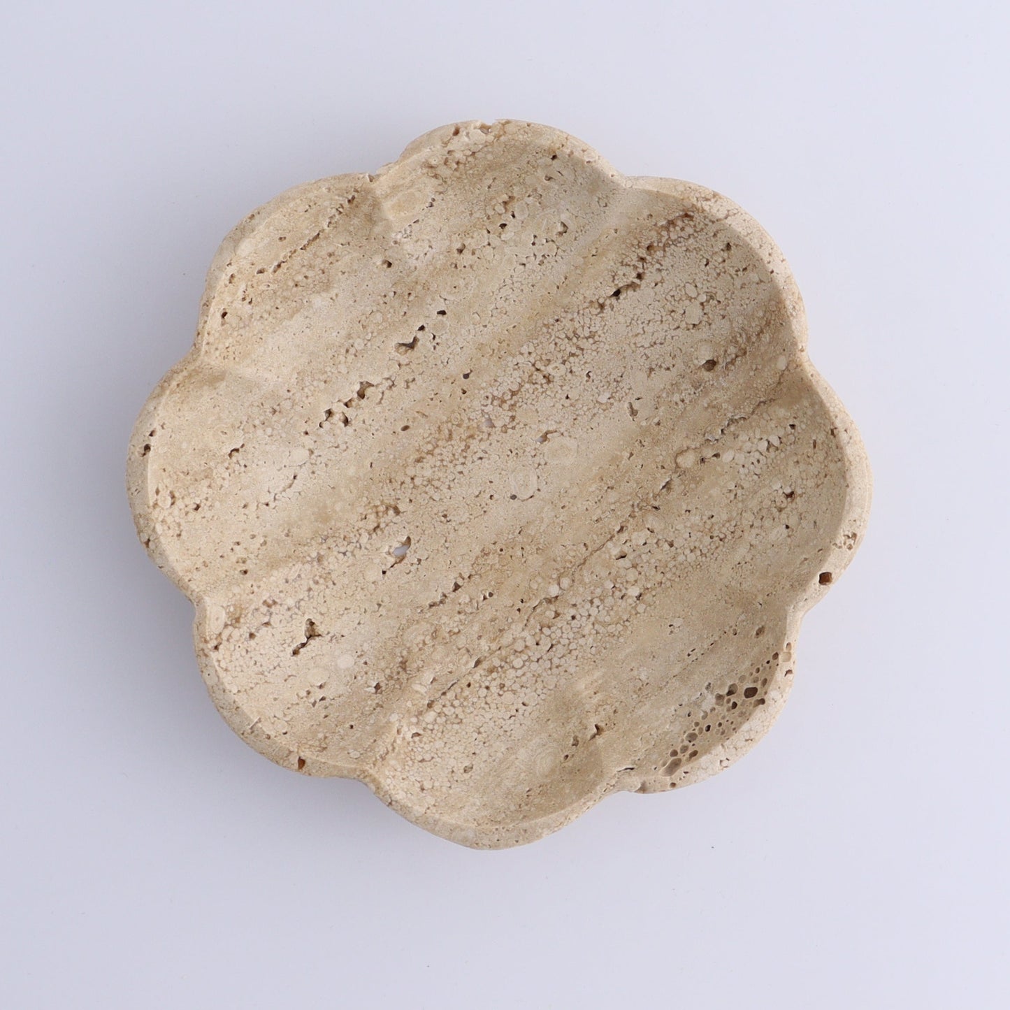 One Travertine Scalloped Dish 14 cm - Expert Wholesale and Supplier of Wholesale Crystals & Bulk Gemstones, ["Catalog Onyx","Decorative Dish","Mexico","Travertine"]