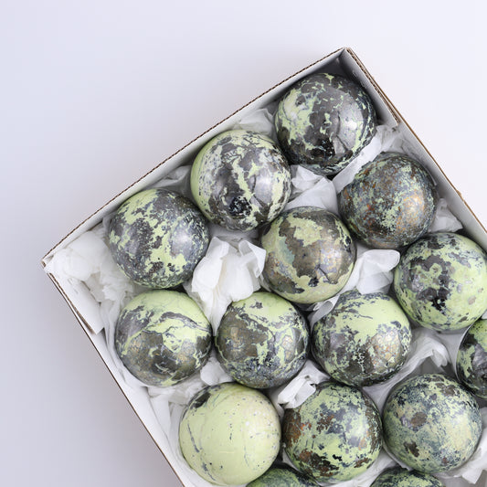Serpentine Spheres Set of 19 - Expert Wholesale and Supplier of Wholesale Crystals & Bulk Gemstones, ["Peru","serpentine","Spheres"]