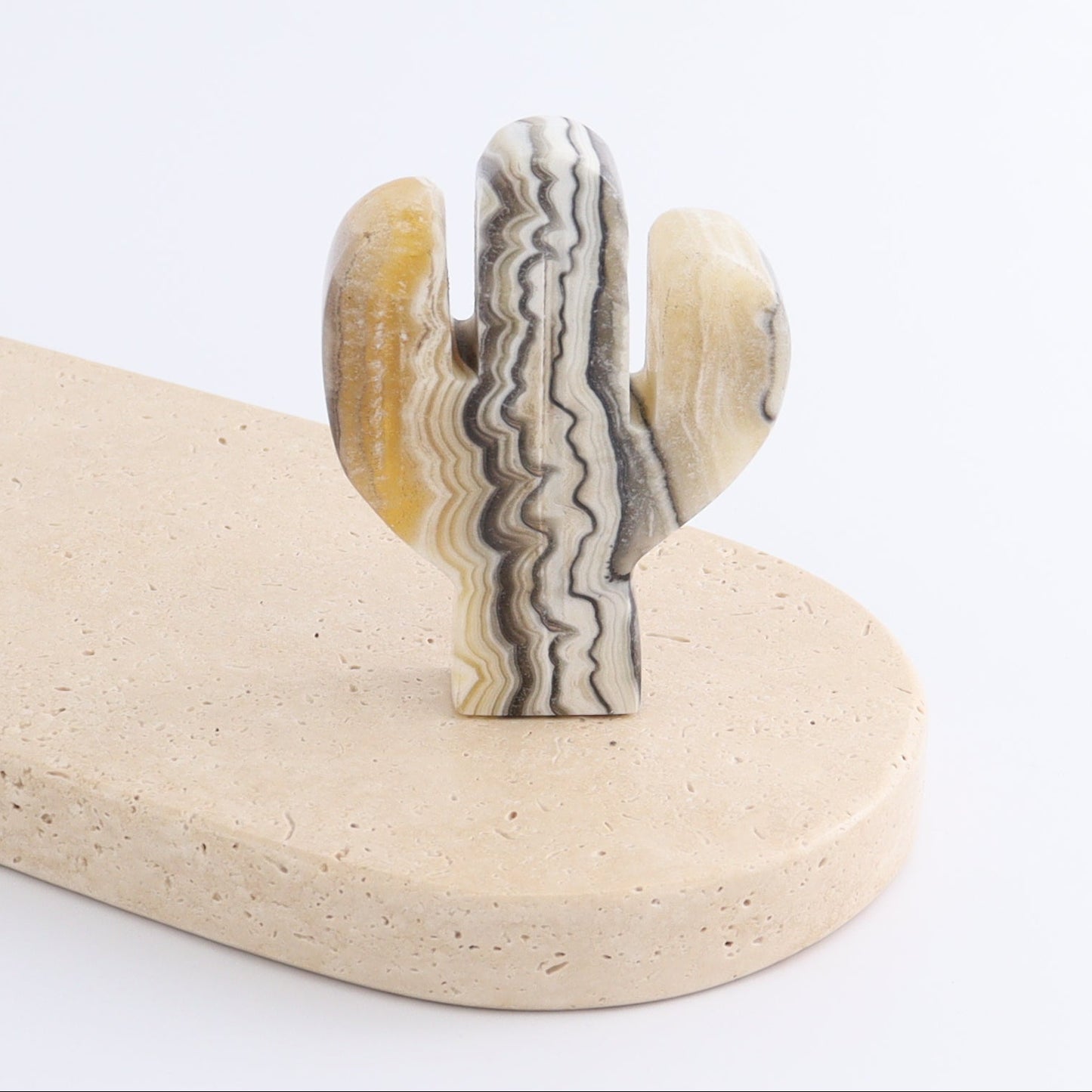 One Cactus Mexican Onyx/Calcite Black & Yellow Zebra 9 cm - Expert Wholesale and Supplier of Wholesale Crystals & Bulk Gemstones, ["Cactus","Calcite","Catalog Onyx","Mexico","onyx"]