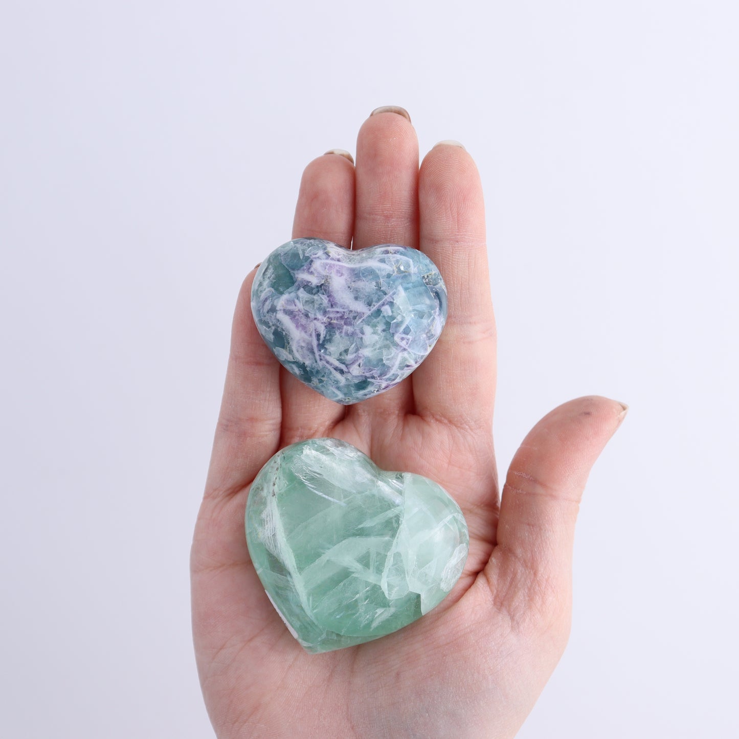 Fluorite Hearts Set of 7 - Expert Wholesale and Supplier of Wholesale Crystals & Bulk Gemstones, ["Fluorite","Hearts","Mexico"]