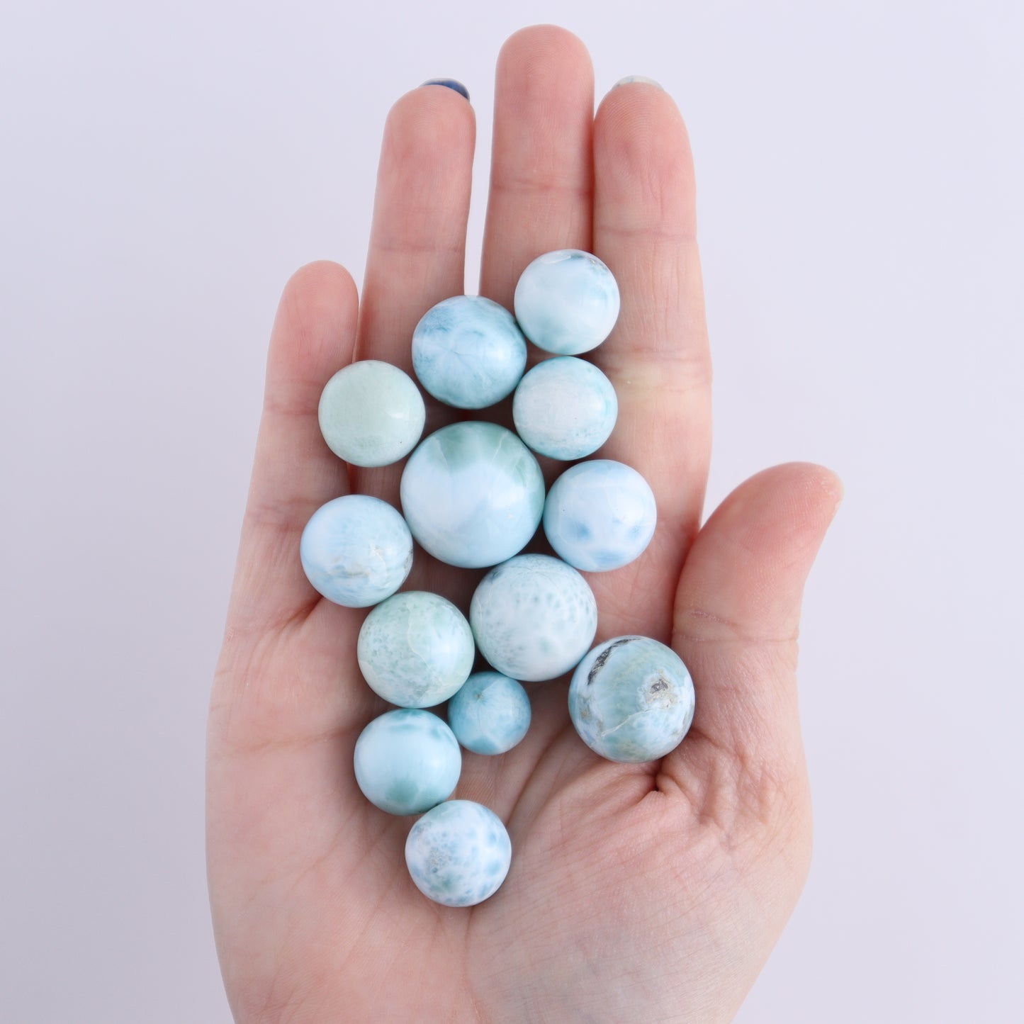 Larimar Spheres Set of 13 - Expert Wholesale and Supplier of Wholesale Crystals & Bulk Gemstones, ["Larimar","Spheres"]