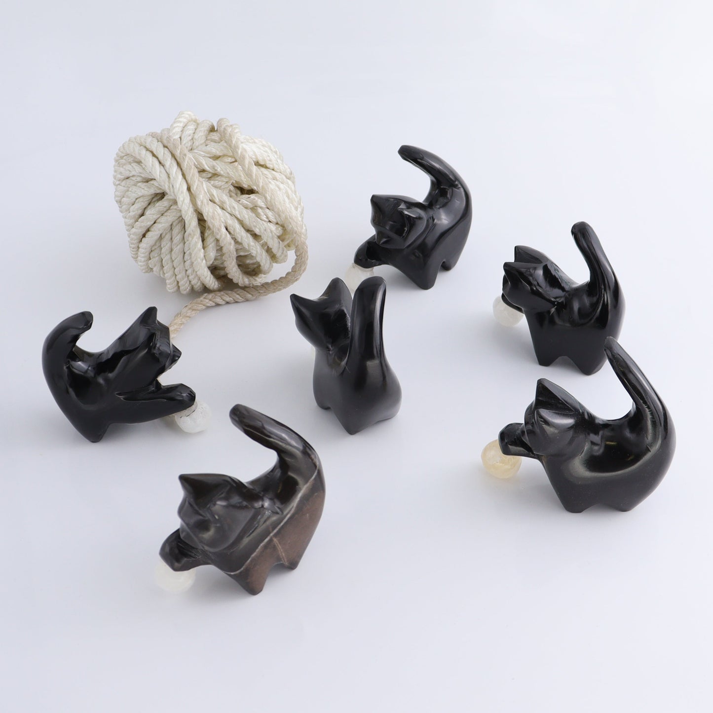 Black Marble Cats Playing with Onyx Ball - Expert Wholesale and Supplier of Wholesale Crystals & Bulk Gemstones, ["Black Marble","Cat","Marble","Mexico","onyx"]