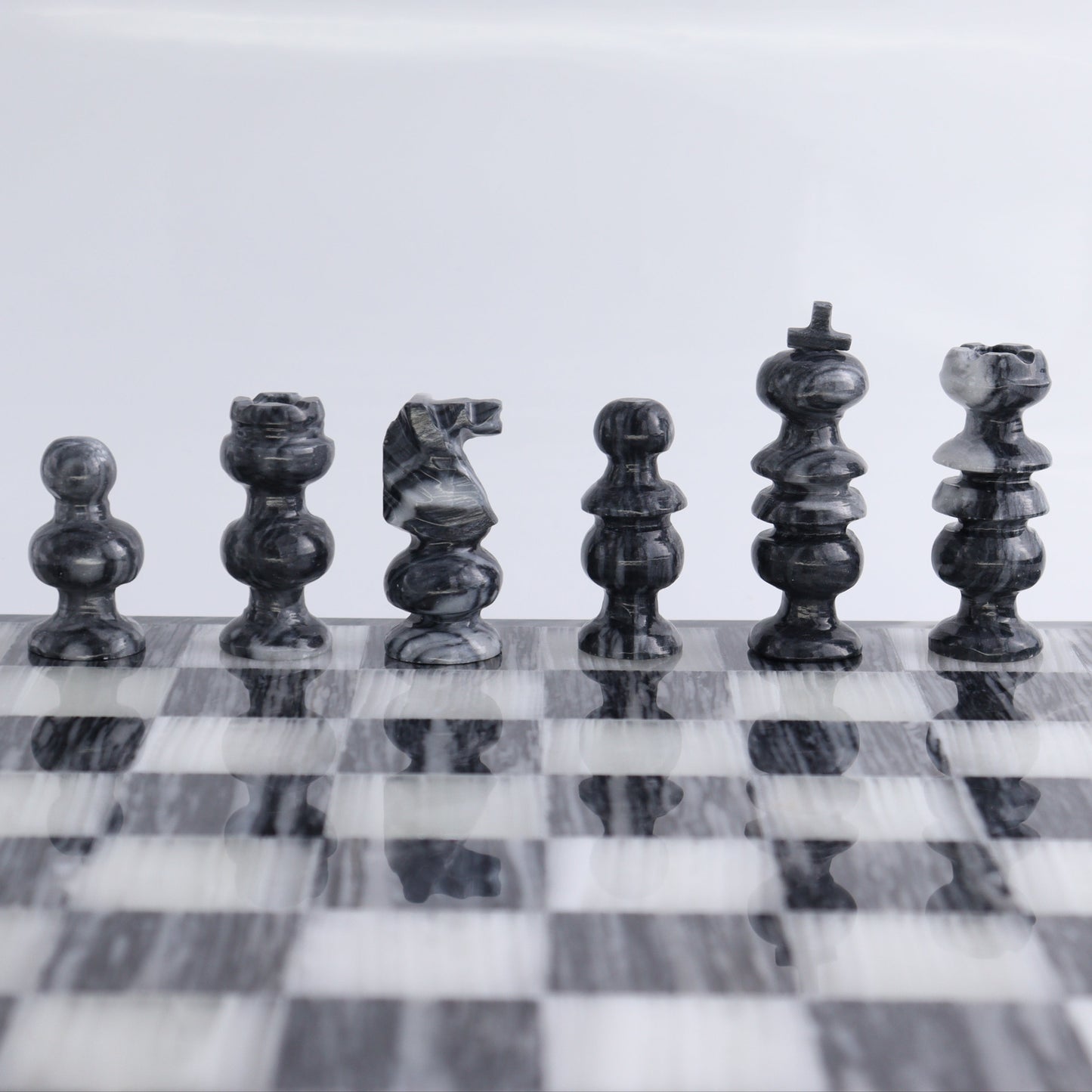 Large Onyx and Marble Chess Set (Gray) - Expert Wholesale and Supplier of Wholesale Crystals & Bulk Gemstones, ["Black Marble","Catalog Onyx","Marble","onyx"]