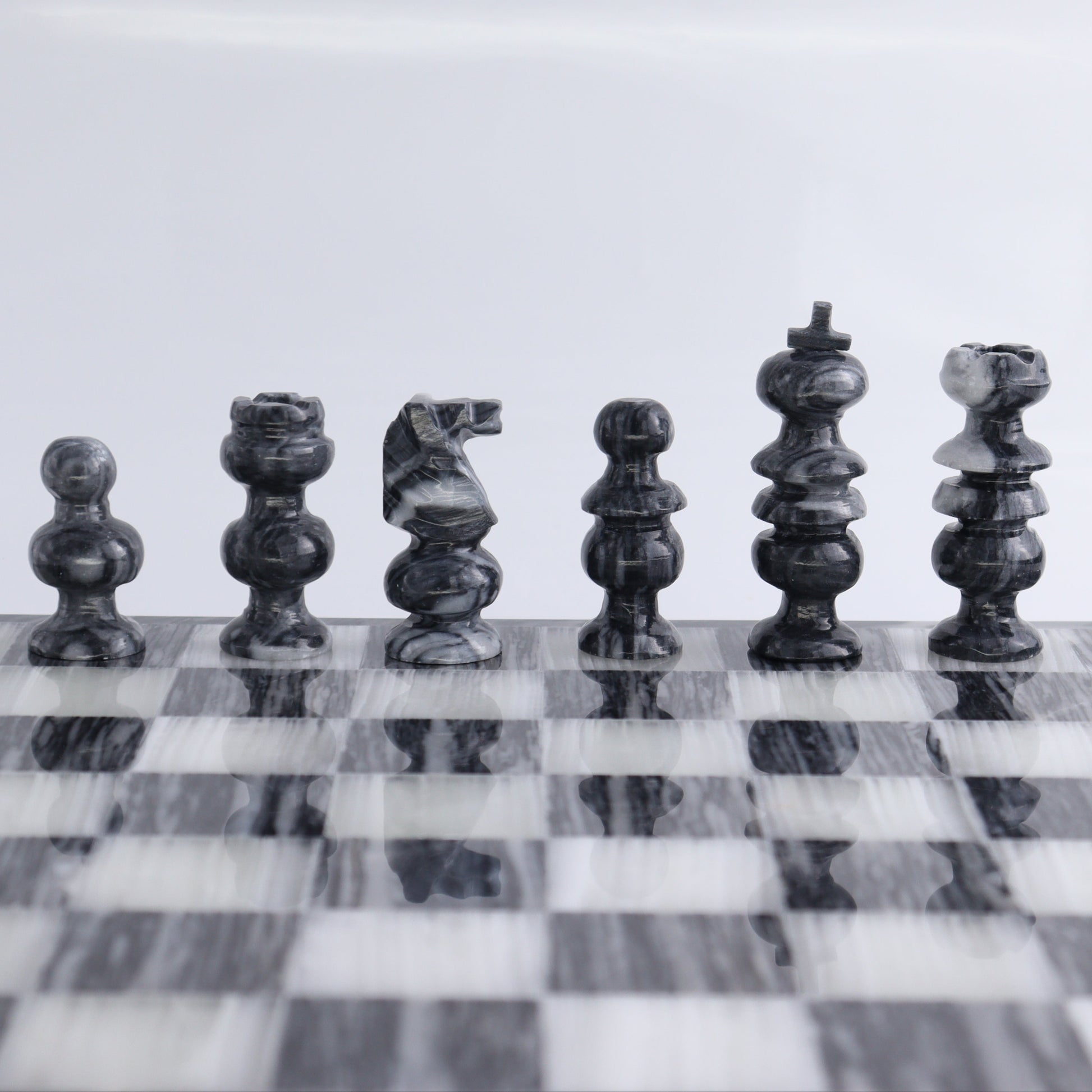 Large Onyx and Marble Chess Set (Gray) - Expert Wholesale and Supplier of Wholesale Crystals & Bulk Gemstones, ["Black Marble","Catalog Onyx","Marble","onyx"]
