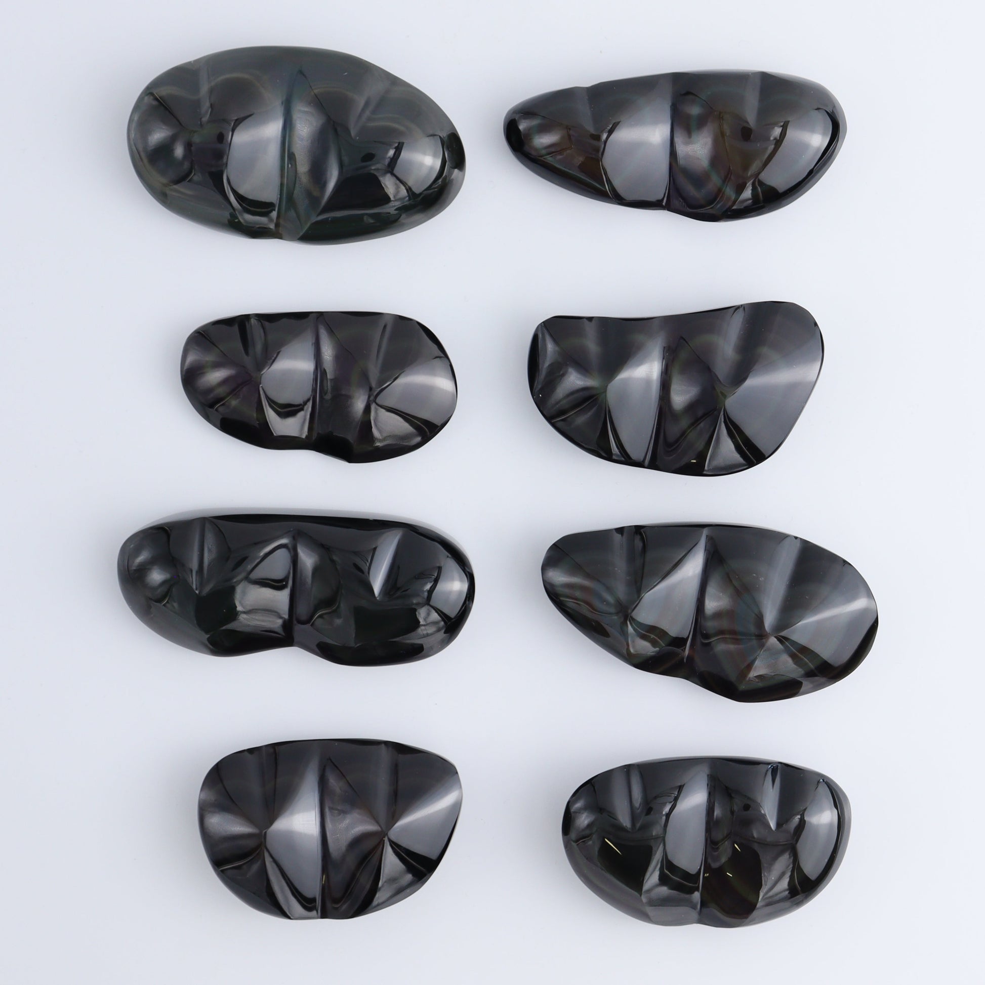 Rainbow Obsidian Heart Pairs Set of 8 - Expert Wholesale and Supplier of Wholesale Crystals & Bulk Gemstones, ["Hearts","Mexico","Rainbow Obsidian"]