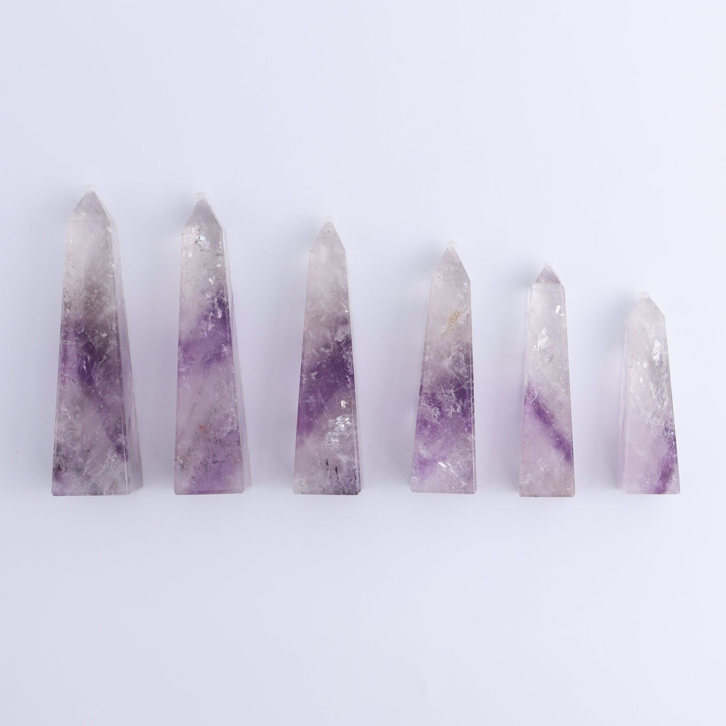 Amethyst Obelisks Set of 6 - Expert Wholesale and Supplier of Wholesale Crystals & Bulk Gemstones, ["Amethyst","Brazil","Obelisk"]