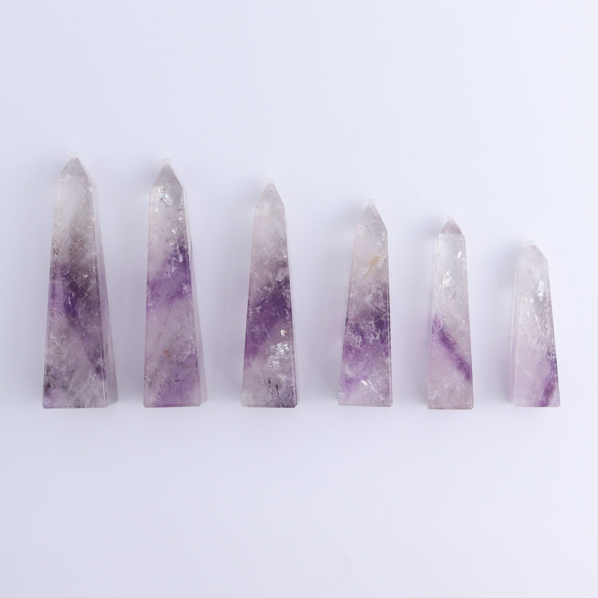 Amethyst Obelisks Set of 6 - Expert Wholesale and Supplier of Wholesale Crystals & Bulk Gemstones, ["Amethyst","Brazil","Obelisk"]