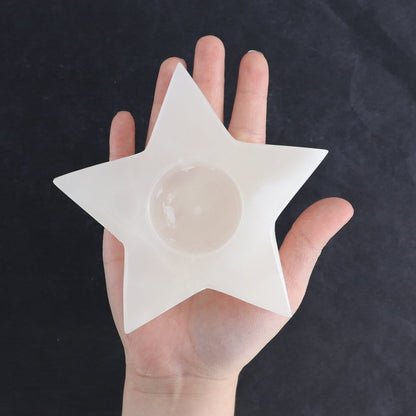 One Mexicano Onyx/Calcite White Star Candle Holder