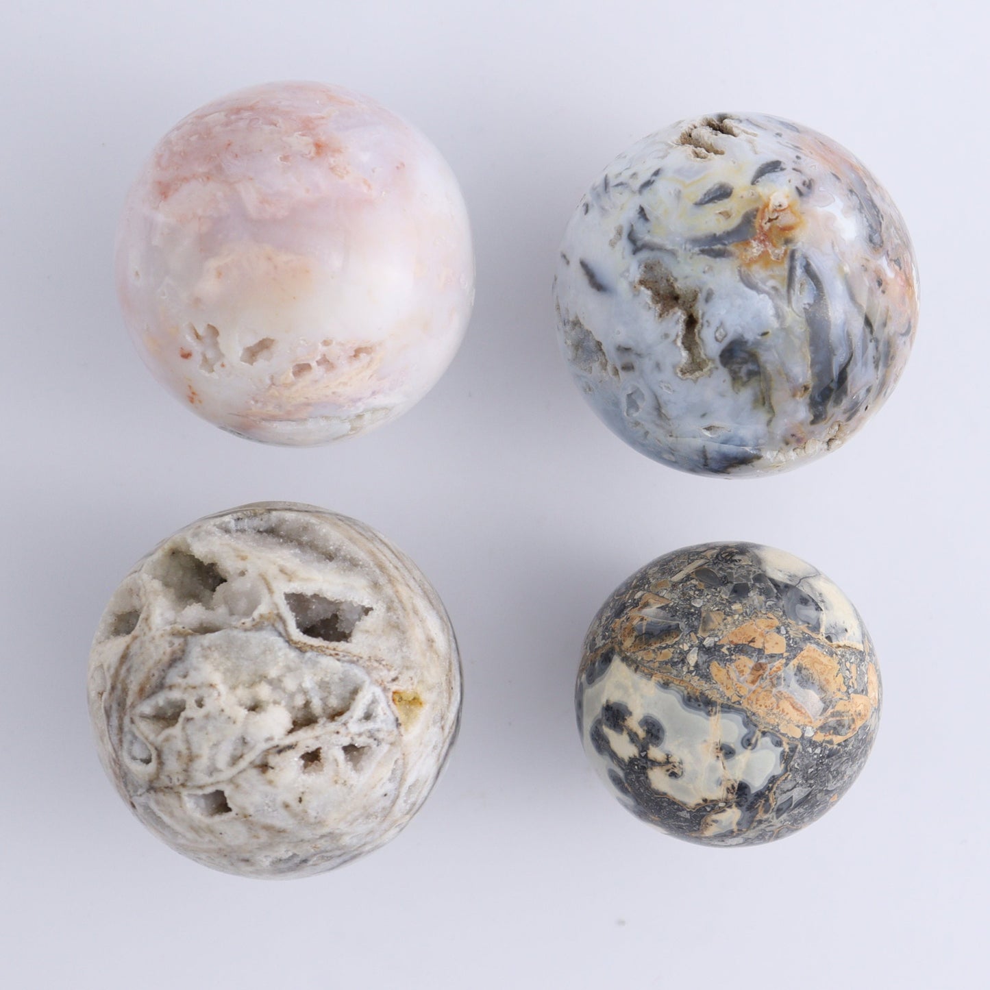 Maligano Jasper Palm Stones and Spheres Set of 9 - Expert Wholesale and Supplier of Wholesale Crystals & Bulk Gemstones, ["Indonesia","Maligno Jasper","Palm Stones","Spheres"]