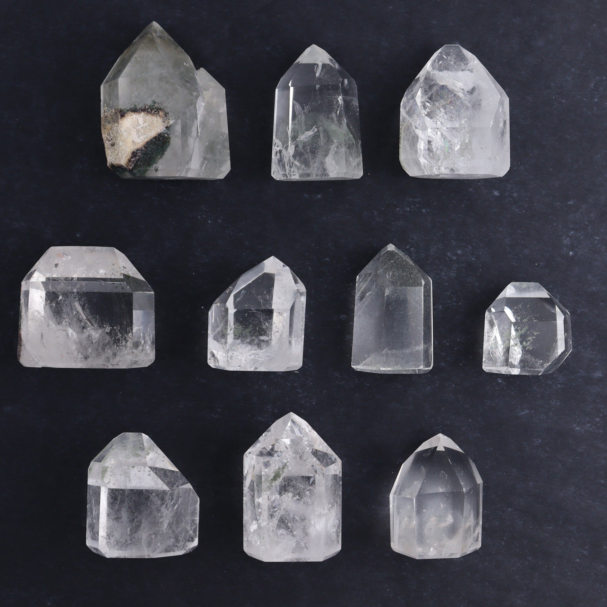 Garden Quartz Towers Set of 10 - Expert Wholesale and Supplier of Wholesale Crystals & Bulk Gemstones, ["Garden Quartz","Points","Quartz","Towers"]