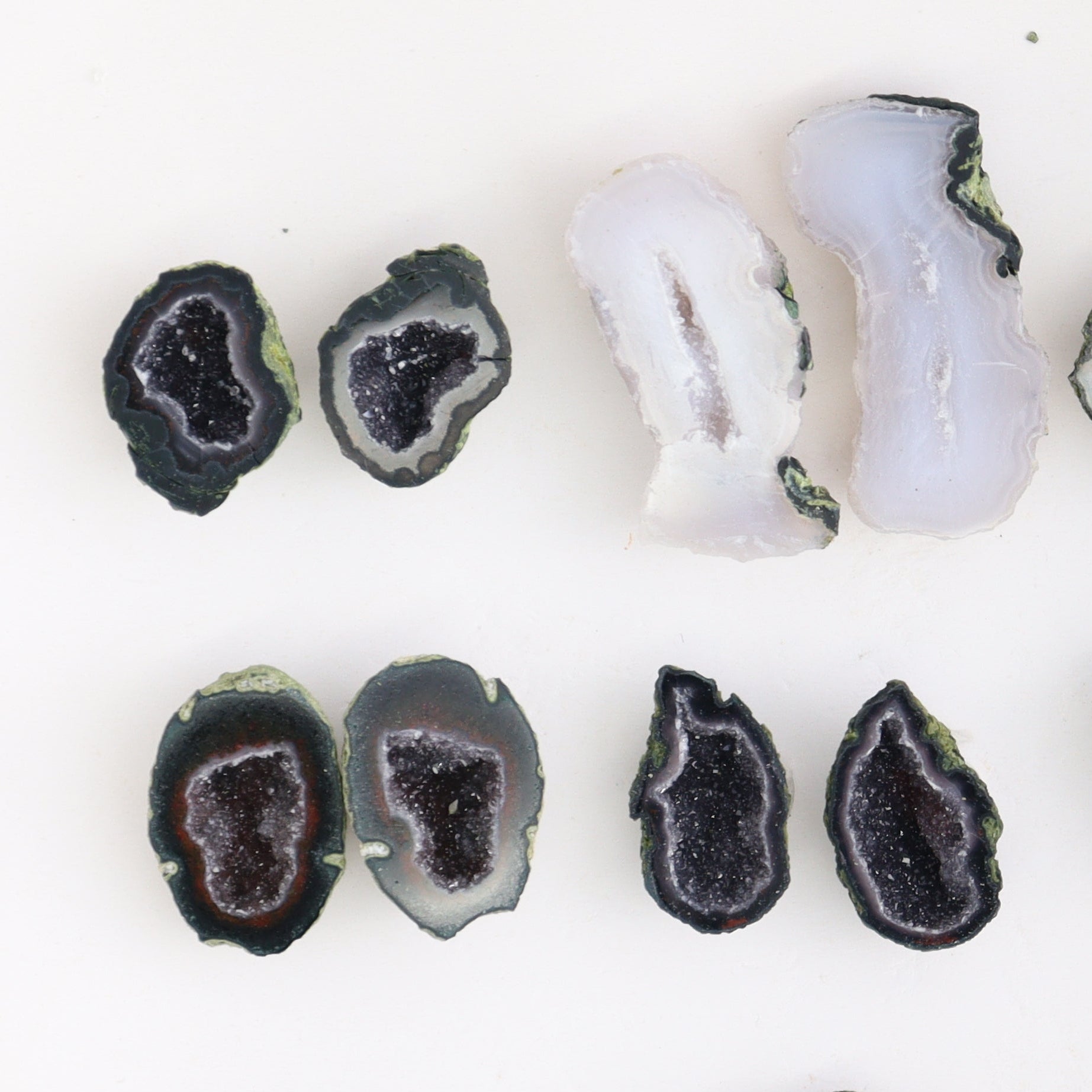 Tabasco Geodes 9 Pairs - Expert Wholesale and Supplier of Wholesale Crystals & Bulk Gemstones, ["Geodes","Tabasco Geode"]