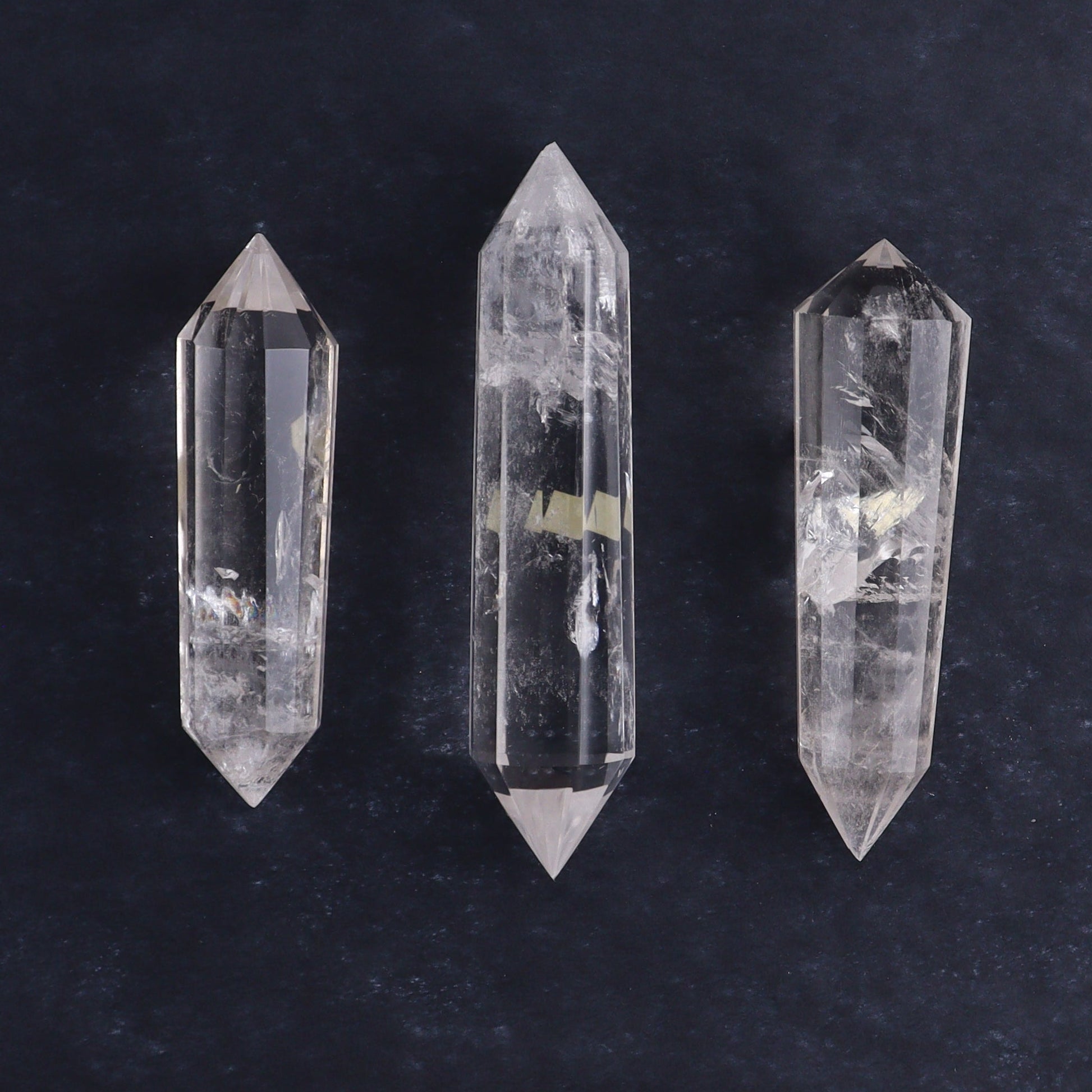 Quartz Faceted Double Points Set of 12 - Expert Wholesale and Supplier of Wholesale Crystals & Bulk Gemstones, ["Brazil","Clear Quartz","close_50","Mixed Carvings","Quartz"]