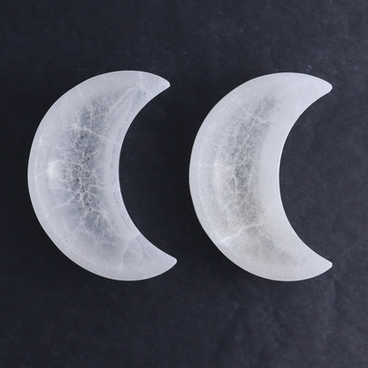 One Selenite (Satin Spar) Moon Bowl 12 cm - Expert Wholesale and Supplier of Wholesale Crystals & Bulk Gemstones, ["Bowls","moons","Morocco","Selenite"]