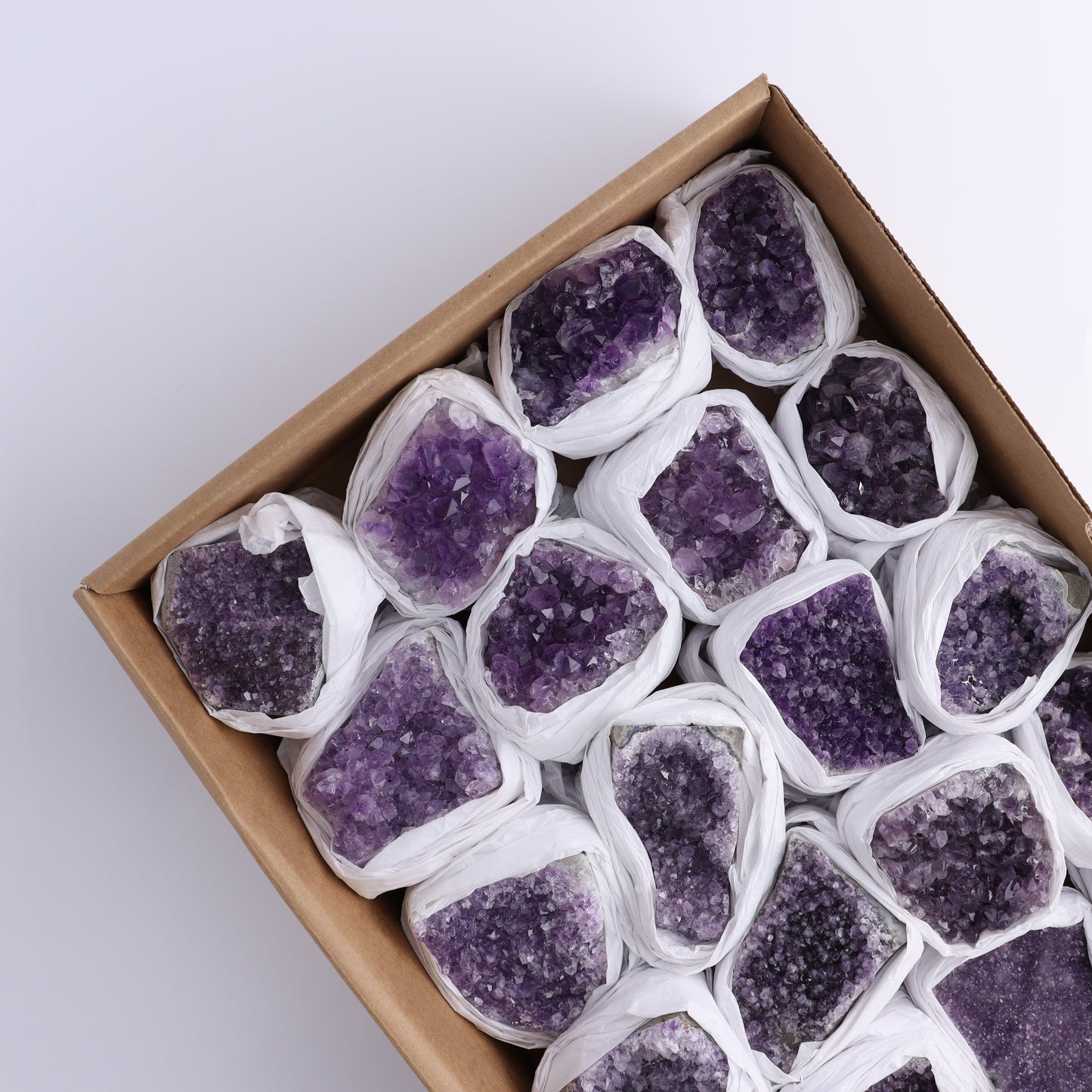 Amethyst Cut Base Set of 20 - Expert Wholesale and Supplier of Wholesale Crystals & Bulk Gemstones, ["Amethyst","Cut Base"]