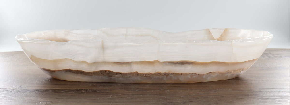 Mexican Onyx/Calcite Canoe Bowl 23"