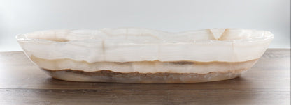 Mexican Onyx/Calcite Canoe Bowl 23"