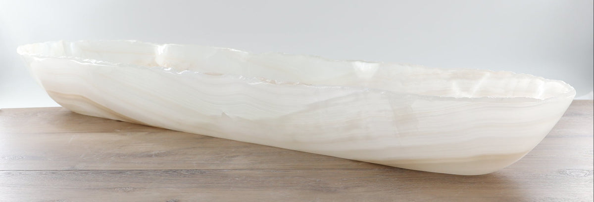 Mexican Onyx/Calcite Canoe Bowl 39"