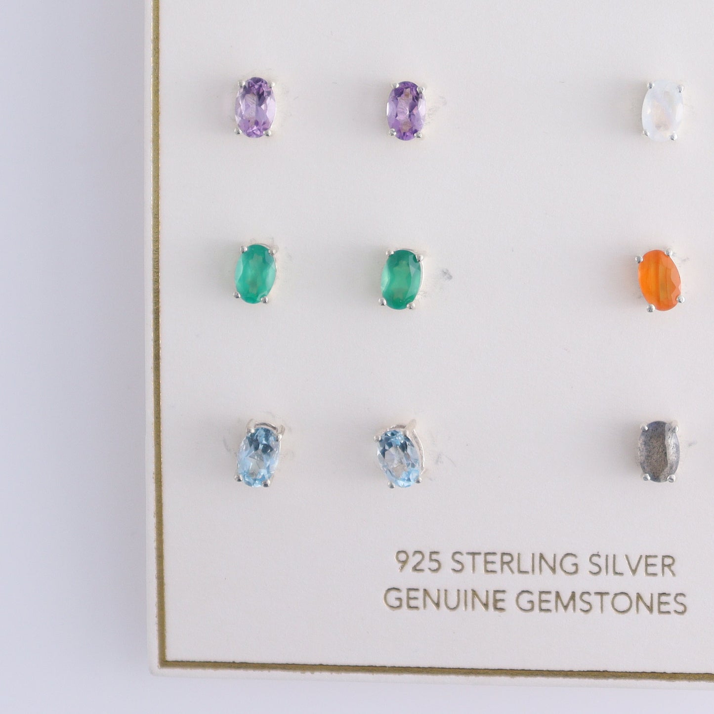 10 Pairs of Various Gemstones Earrings - Expert Wholesale and Supplier of Wholesale Crystals & Bulk Gemstones, ["Amethyst","Aquamarine","Black Onyx","carnelian","Citrine","earrings","Garnet","Green Onyx","Labradorite","onyx","Peridot","Rainbow Moonstone"]