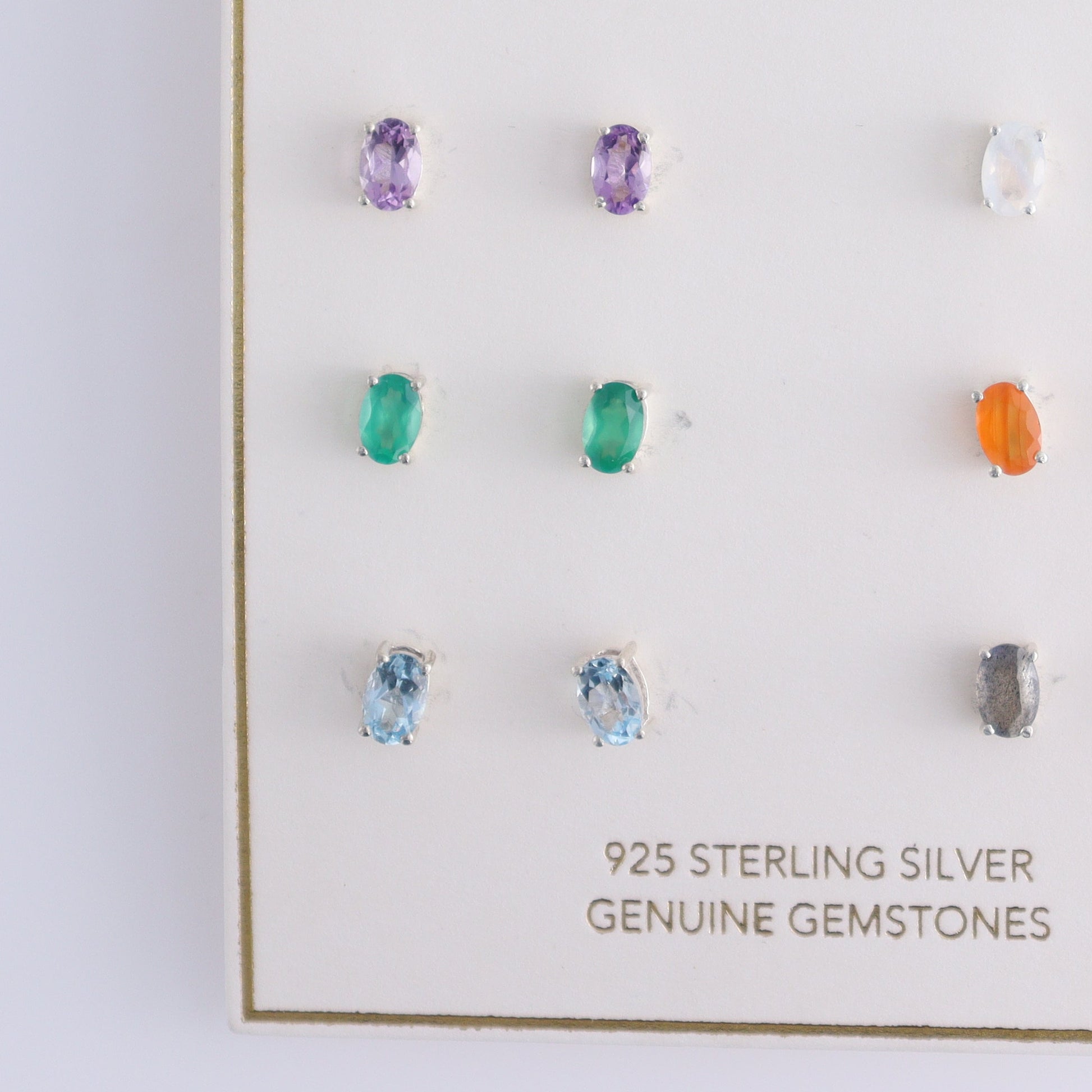 10 Pairs of Various Gemstones Earrings - Expert Wholesale and Supplier of Wholesale Crystals & Bulk Gemstones, ["Amethyst","Aquamarine","Black Onyx","carnelian","Citrine","earrings","Garnet","Green Onyx","Labradorite","onyx","Peridot","Rainbow Moonstone"]